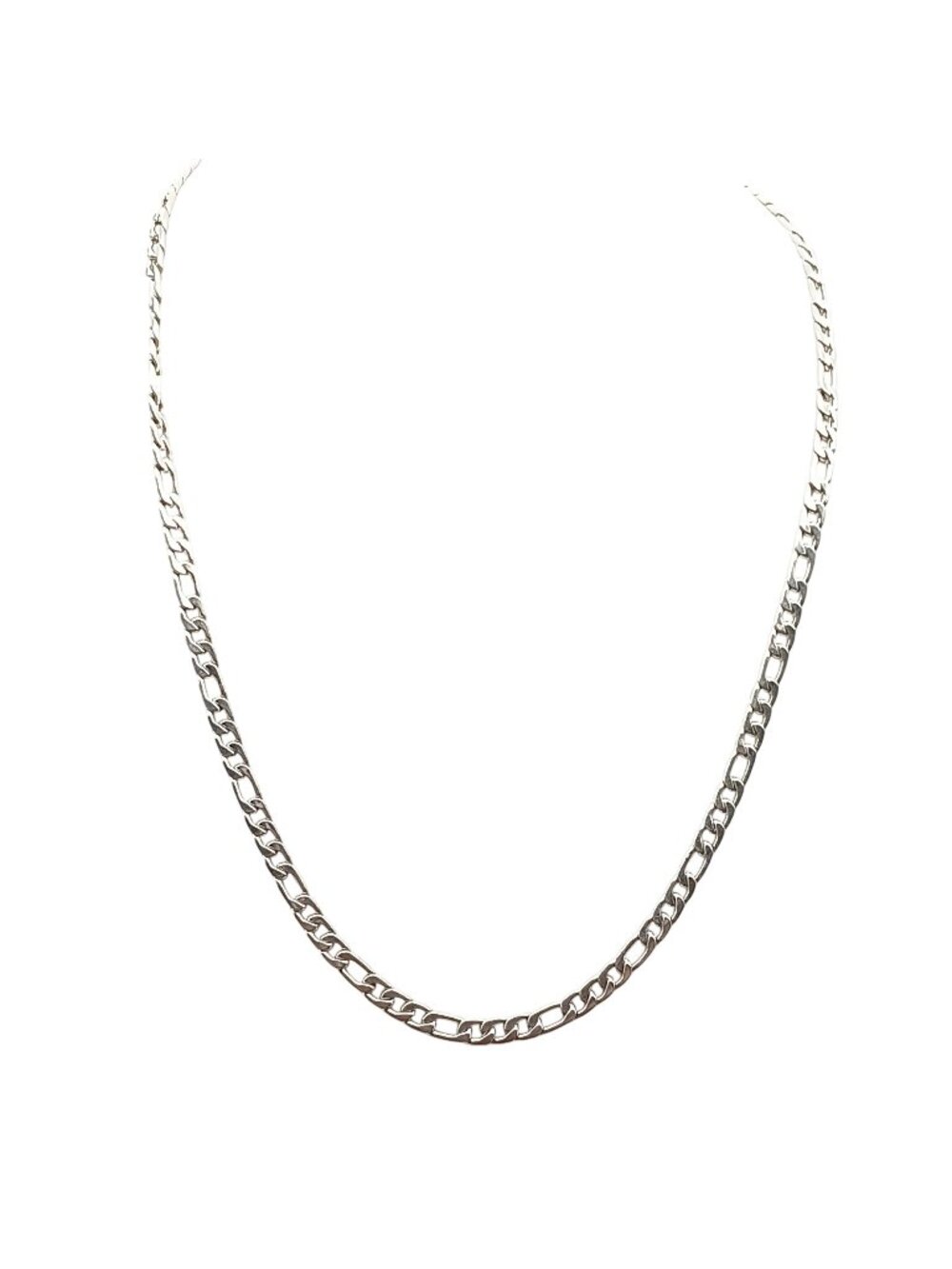 Vintage Figaro Chain Necklace, Silver Tone Classic